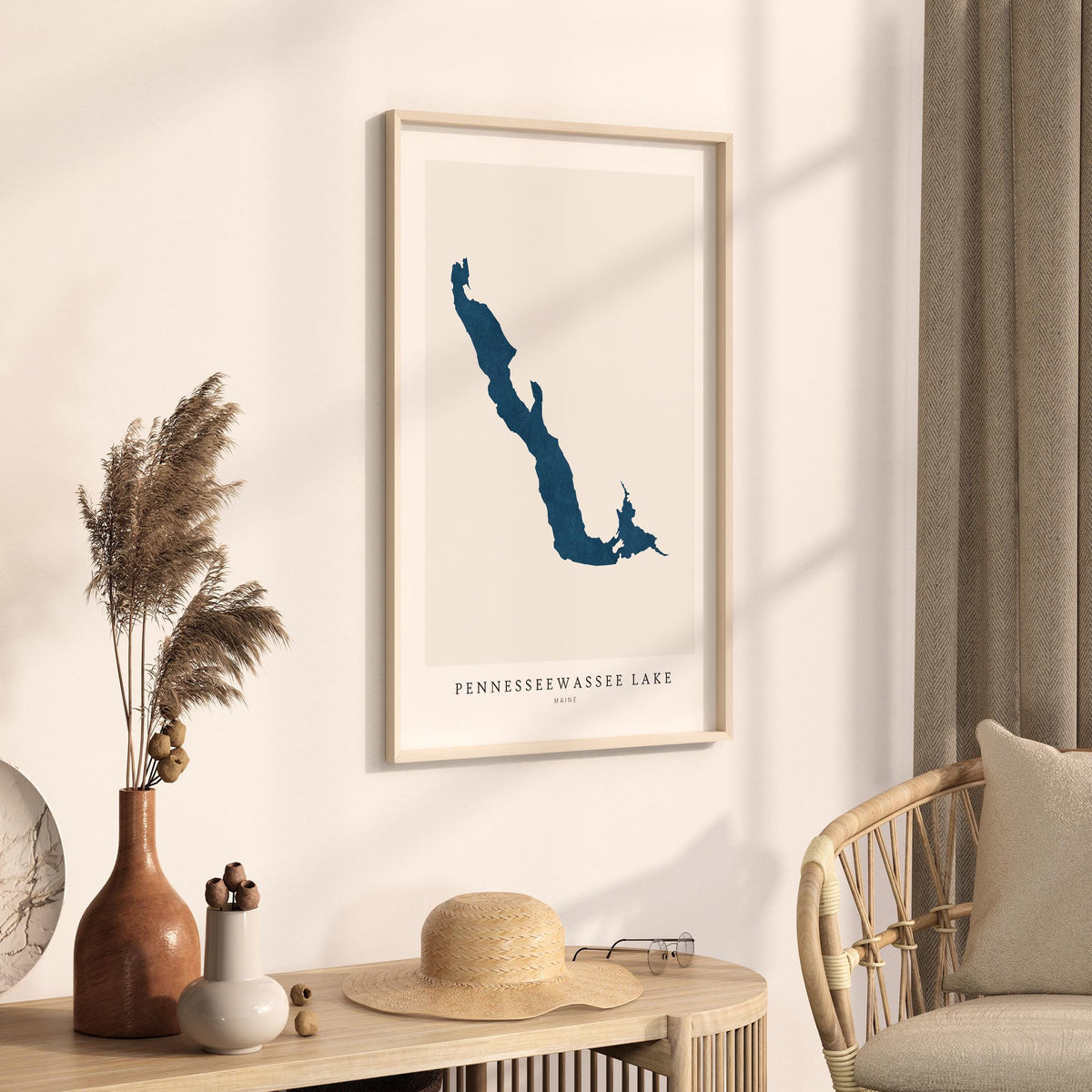 pennesseewassee lake maine map poster – minimalist lake wall art - image 3
