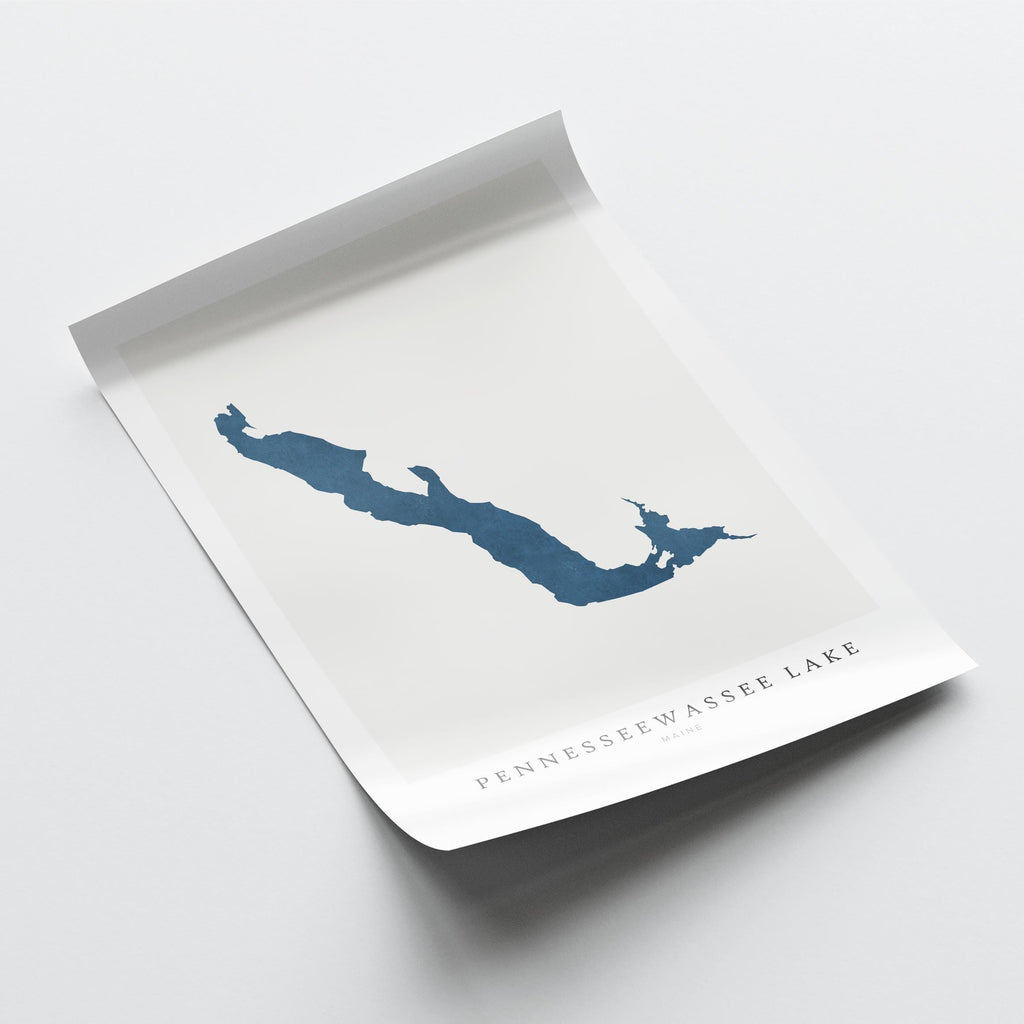 pennesseewassee lake maine map poster – minimalist lake wall art - image 6