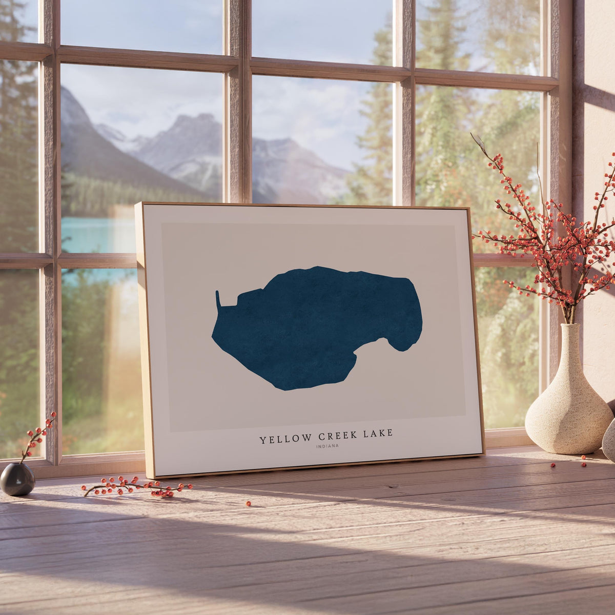 yellow creek lake indiana map poster – minimalist lake wall art - image 4