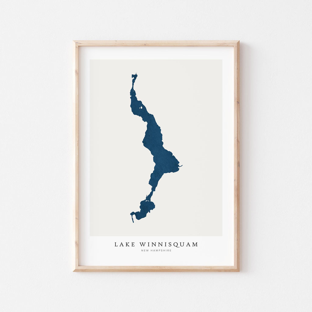 lake winnisquam new hampshire map poster – minimalist lake wall art - image 1