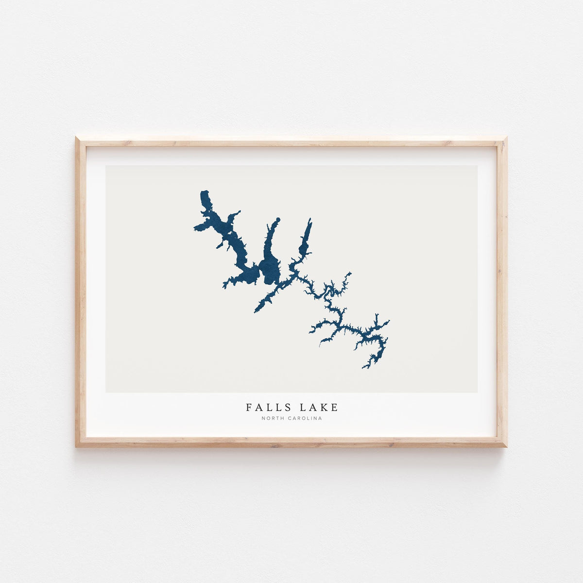 falls lake north carolina map poster – minimalist lake wall art - image 1