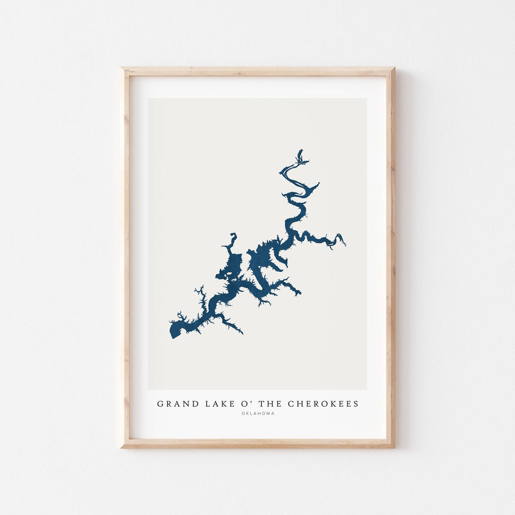 grand lake cherokees oklahoma map poster – minimalist lake wall art - image 1