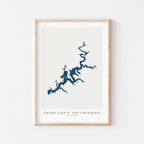 grand lake cherokees oklahoma map poster – minimalist lake wall art - image 1