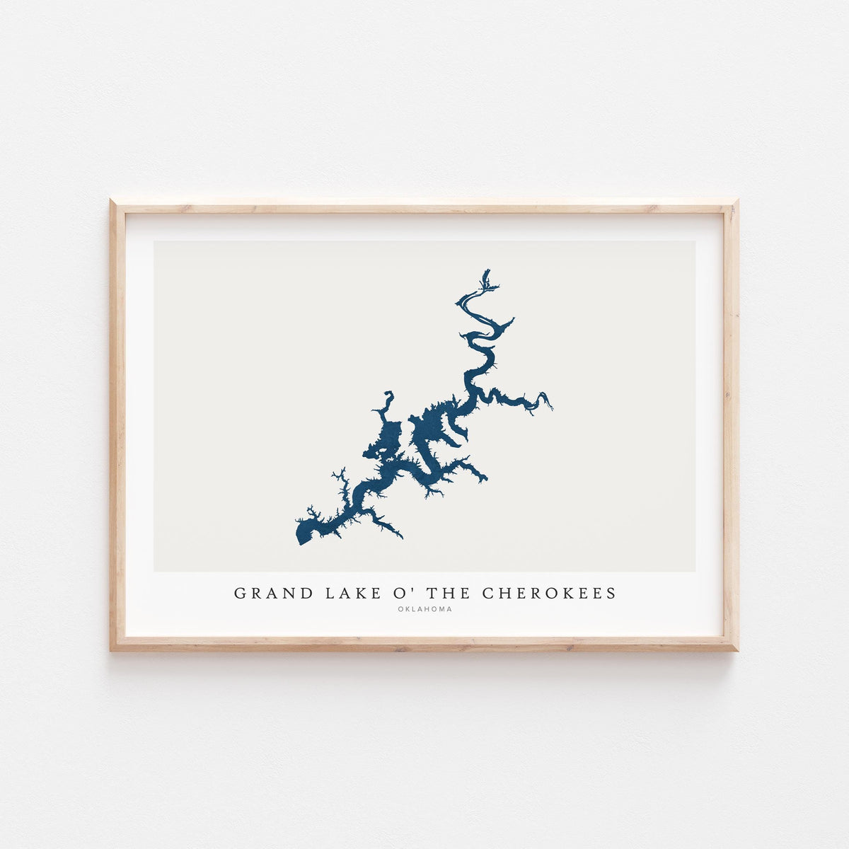 grand lake cherokees oklahoma map poster – minimalist lake wall art - image 2