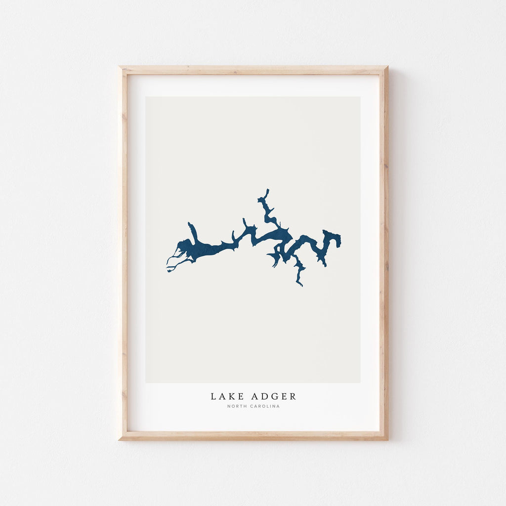 lake adger north carolina map poster – minimalist lake wall art - image 2
