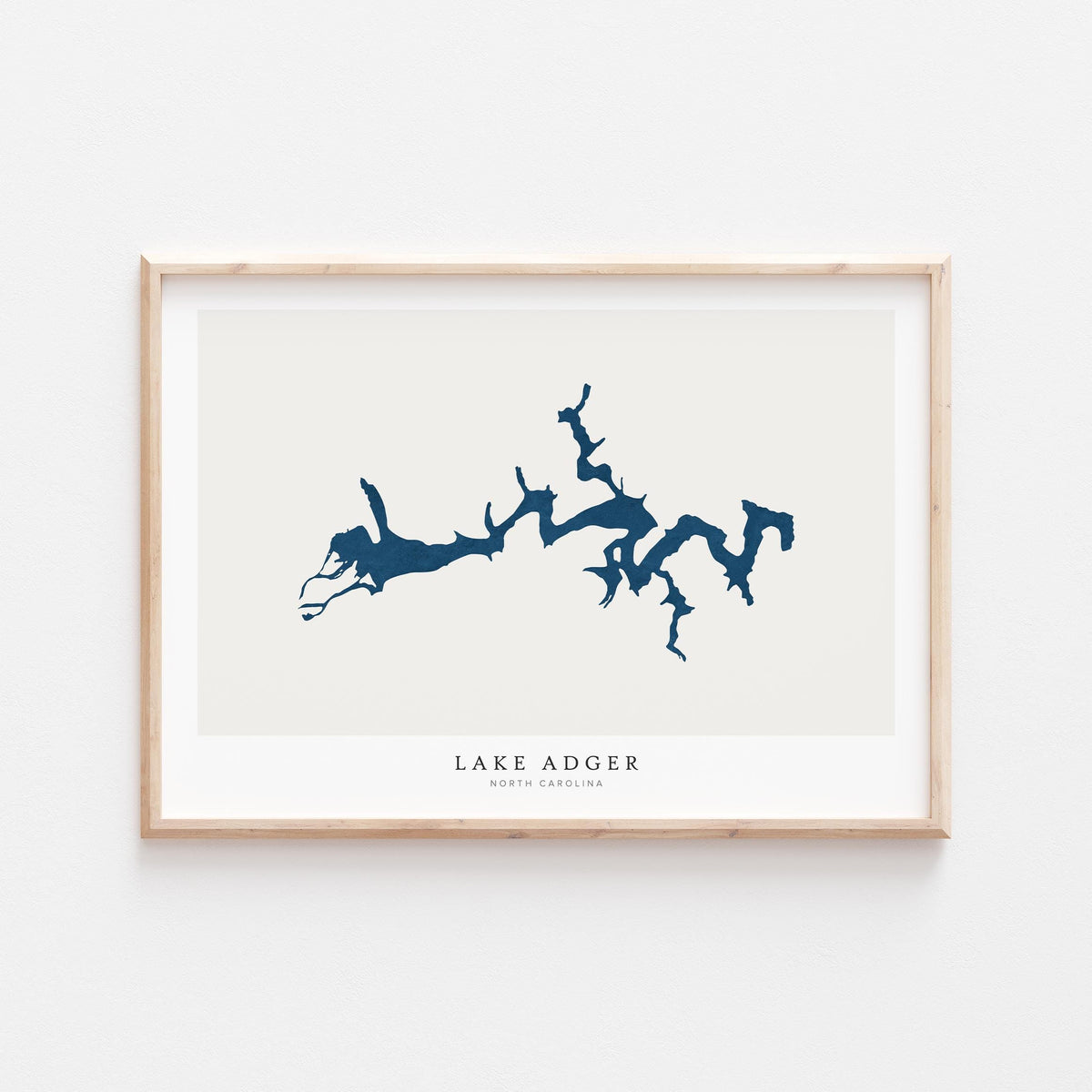 lake adger north carolina map poster – minimalist lake wall art - image 1