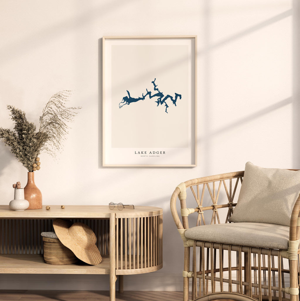 lake adger north carolina map poster – minimalist lake wall art - image 5