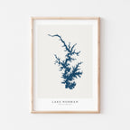 lake norman north carolina map poster – minimalist lake wall art - image 1