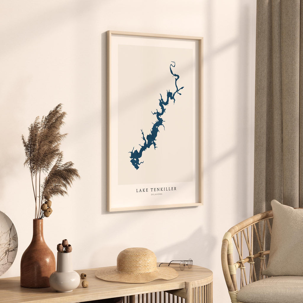 lake tenkiller oklahoma map poster – minimalist lake wall art - image 3
