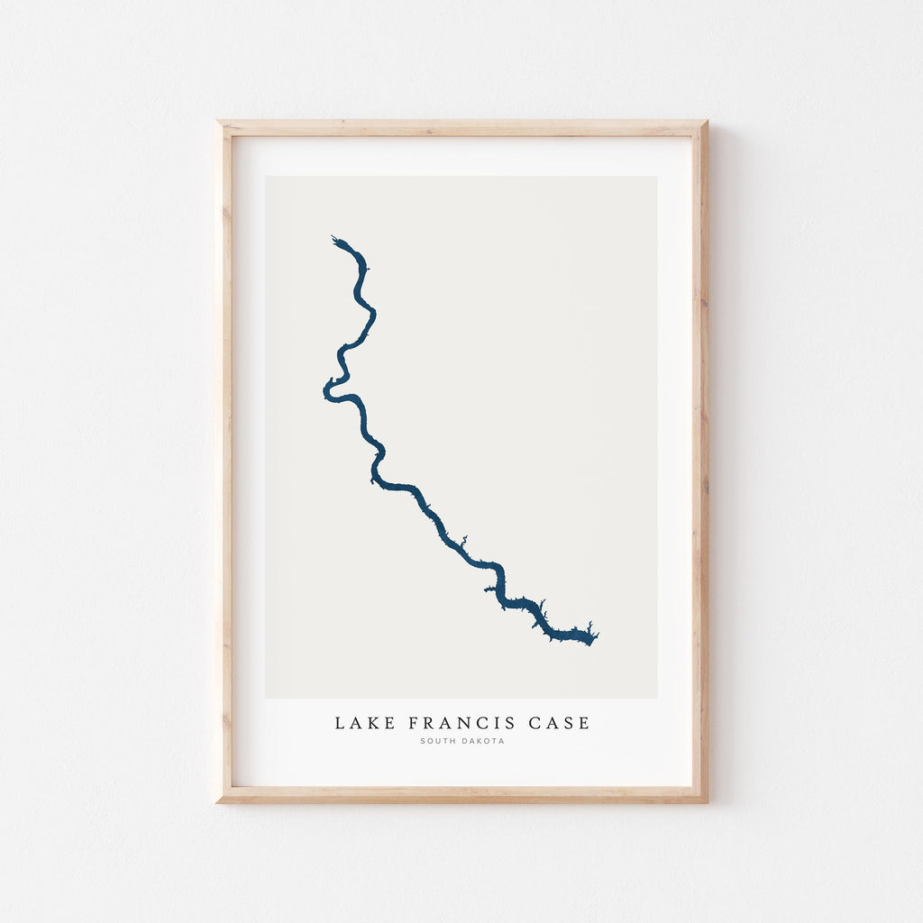 lake francis case south dakota map poster – minimalist lake wall art - image 1