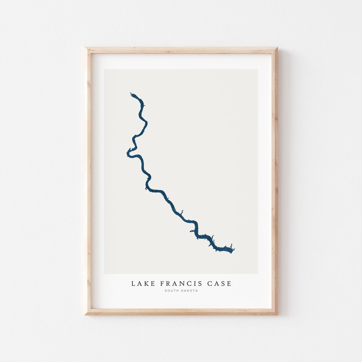 lake francis case south dakota map poster – minimalist lake wall art - image 1