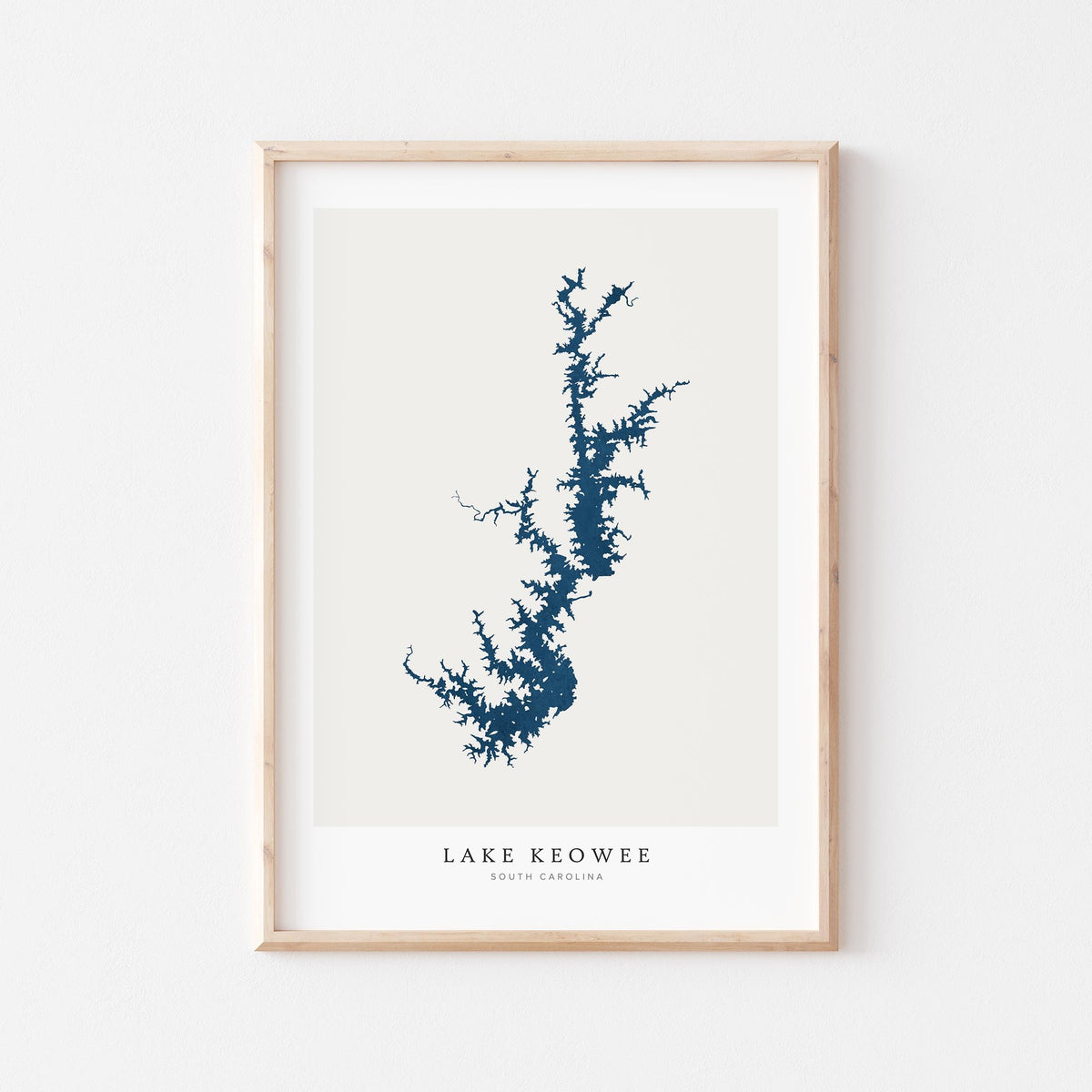 lake keowee south carolina map poster – minimalist lake wall art - image 1