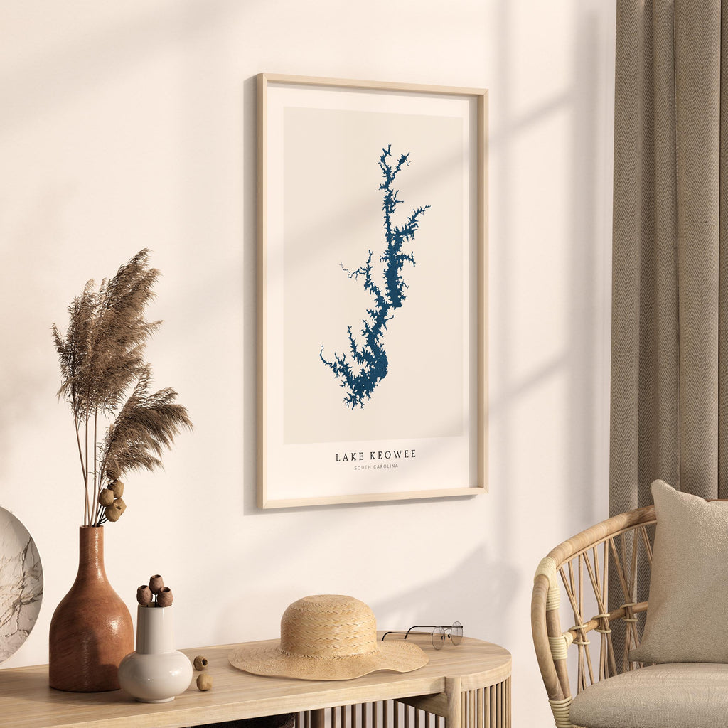 lake keowee south carolina map poster – minimalist lake wall art - image 3
