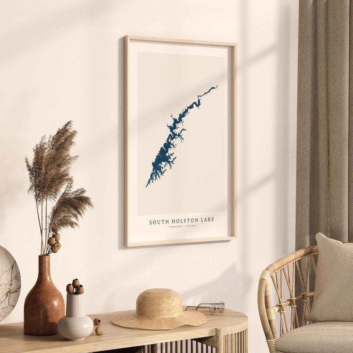 south holston lake tennessee map poster – minimalist lake wall art - image 3