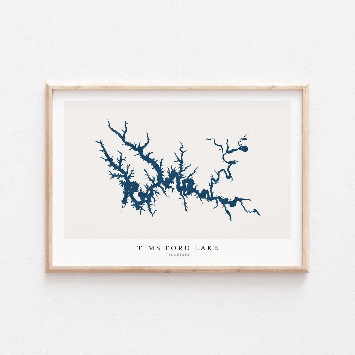 tims ford lake tennessee map poster – minimalist lake wall art - image 1