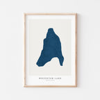 wrighter lake pennsylvania map poster – minimalist lake wall art - image 1