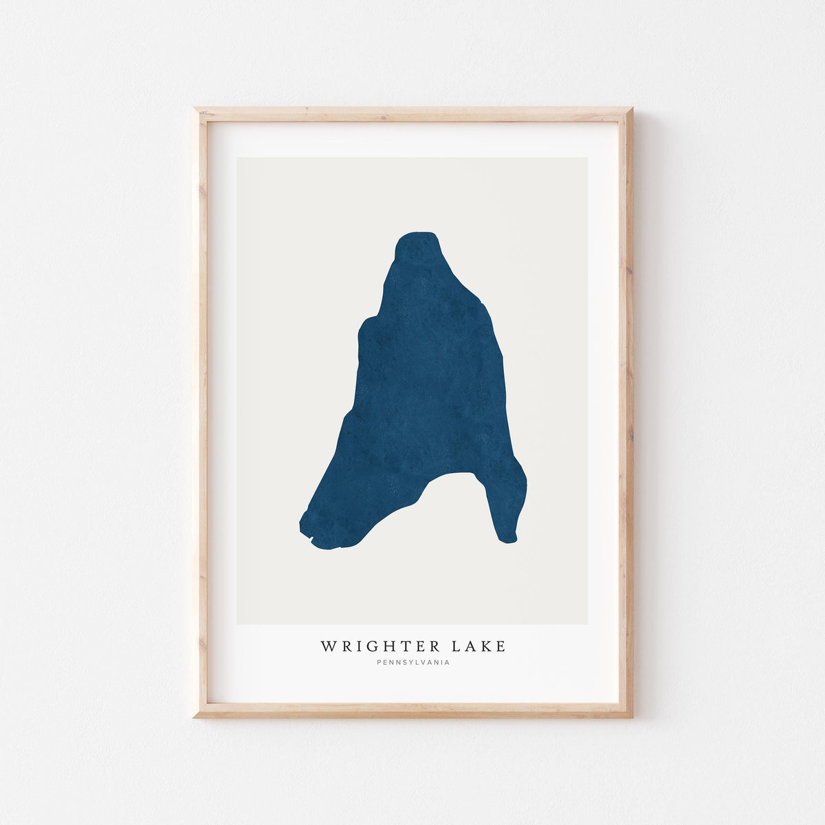 wrighter lake pennsylvania map poster – minimalist lake wall art - image 1