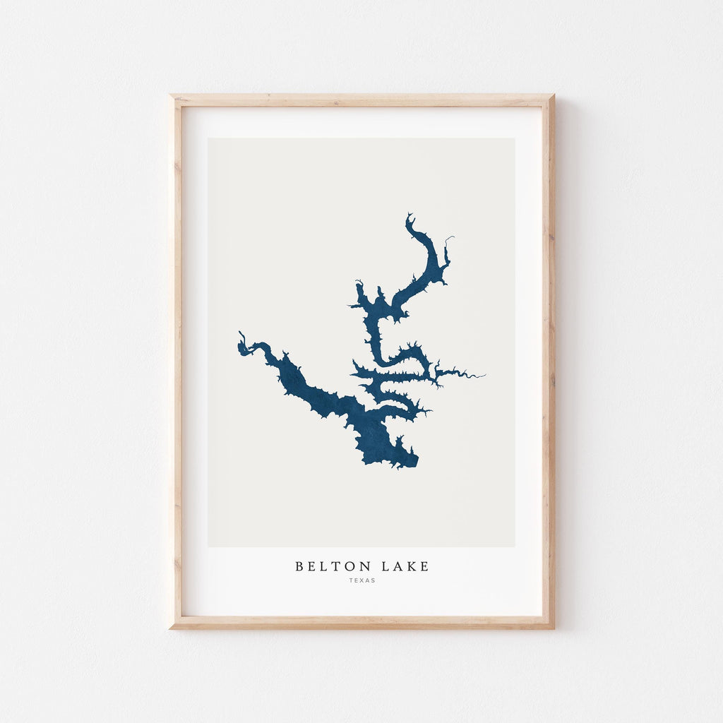 belton lake texas map poster – minimalist lake wall art - image 1