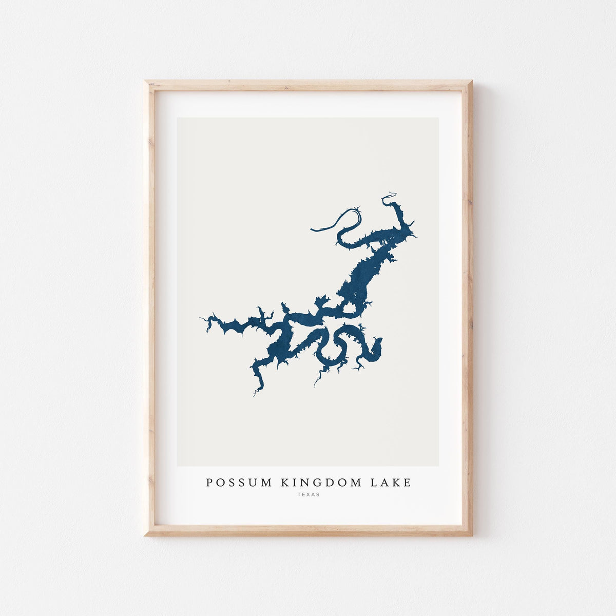 possum kingdom lake texas map poster – minimalist lake wall art - image 1