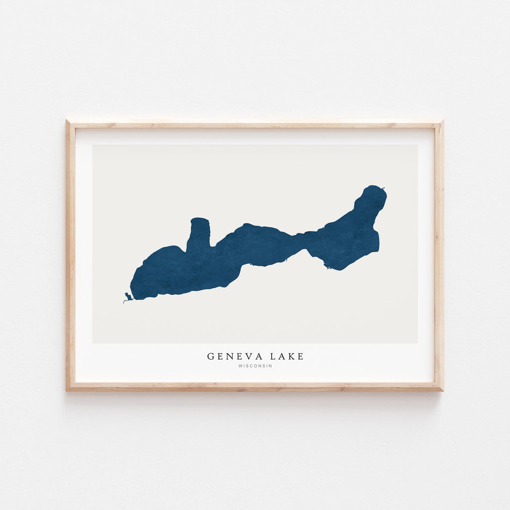 geneva lake wisconsin map poster – minimalist lake wall art - image 1