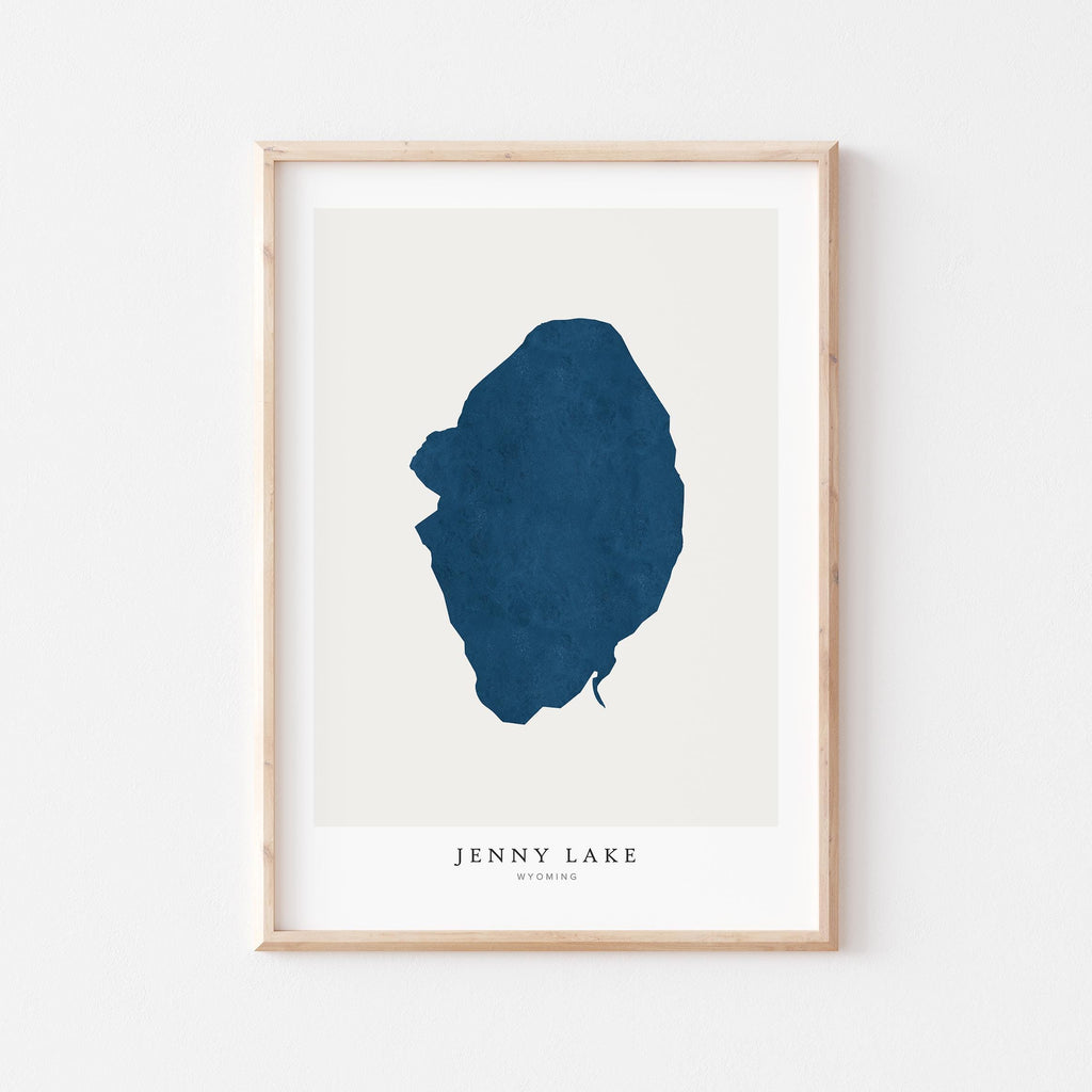 jenny lake wyoming map poster – minimalist lake wall art - image 1