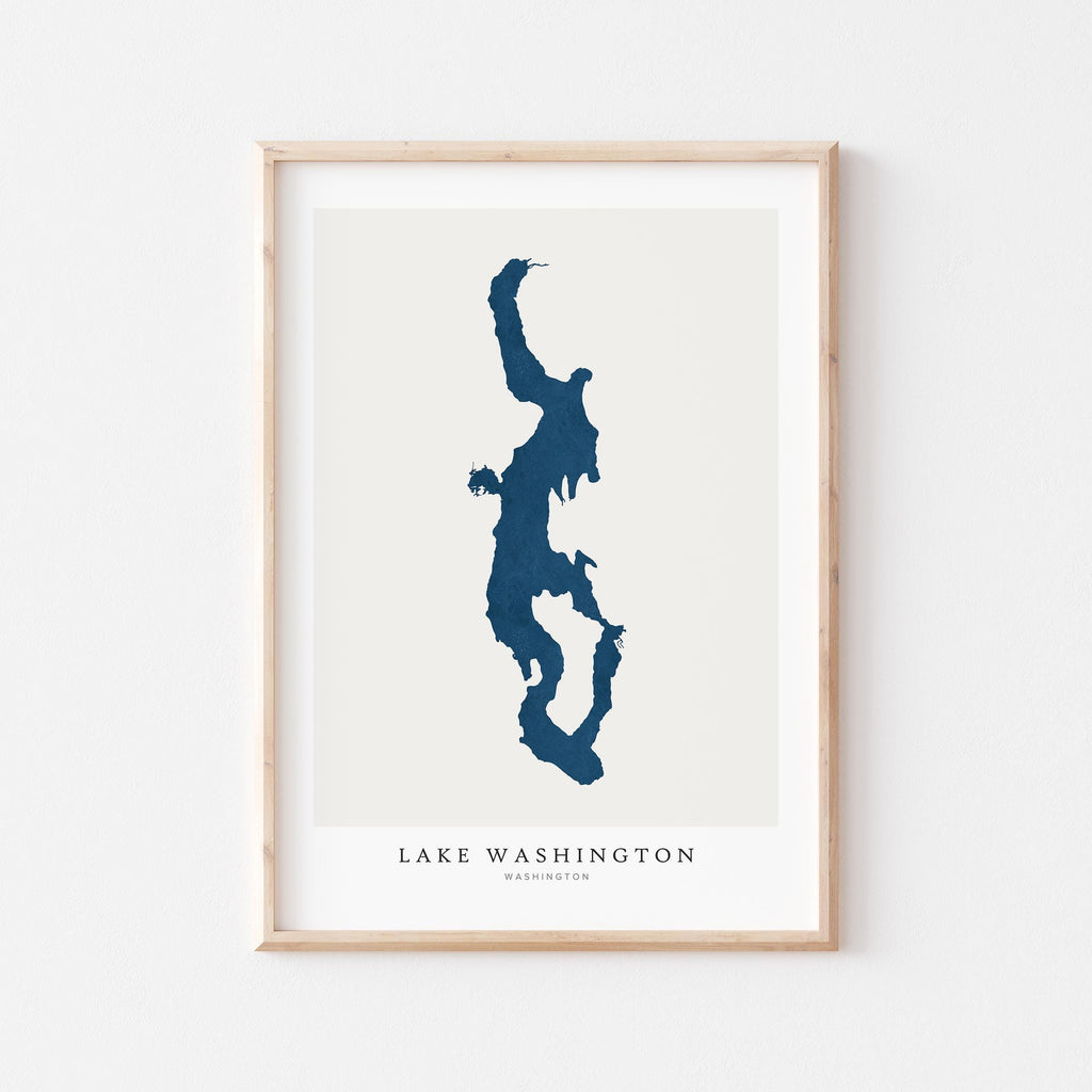 lake washington washington map poster – minimalist lake wall art - image 1