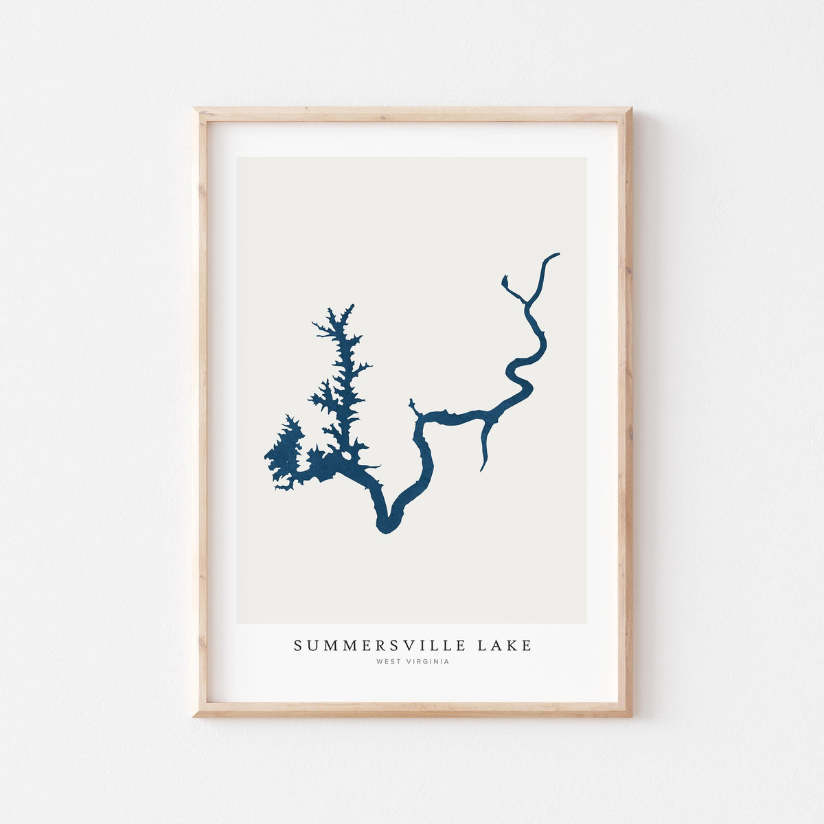 summersville lake virginia map poster – minimalist lake wall art - image 1
