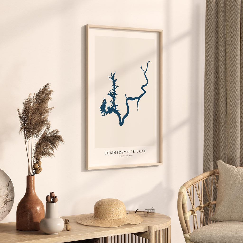 summersville lake virginia map poster – minimalist lake wall art - image 3