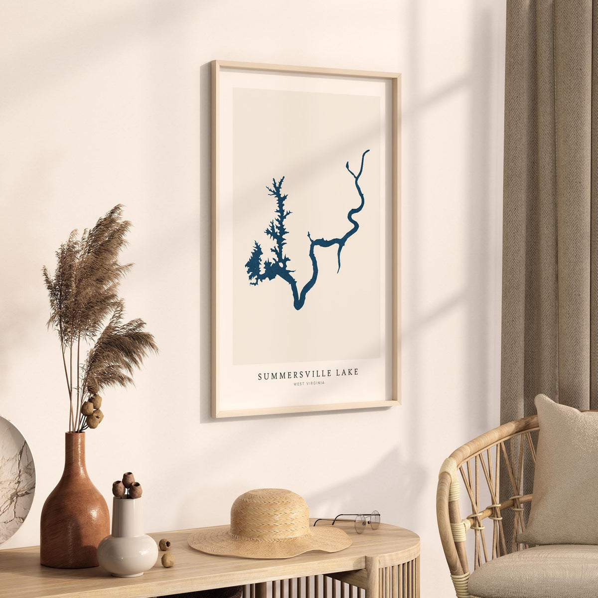 summersville lake virginia map poster – minimalist lake wall art - image 3