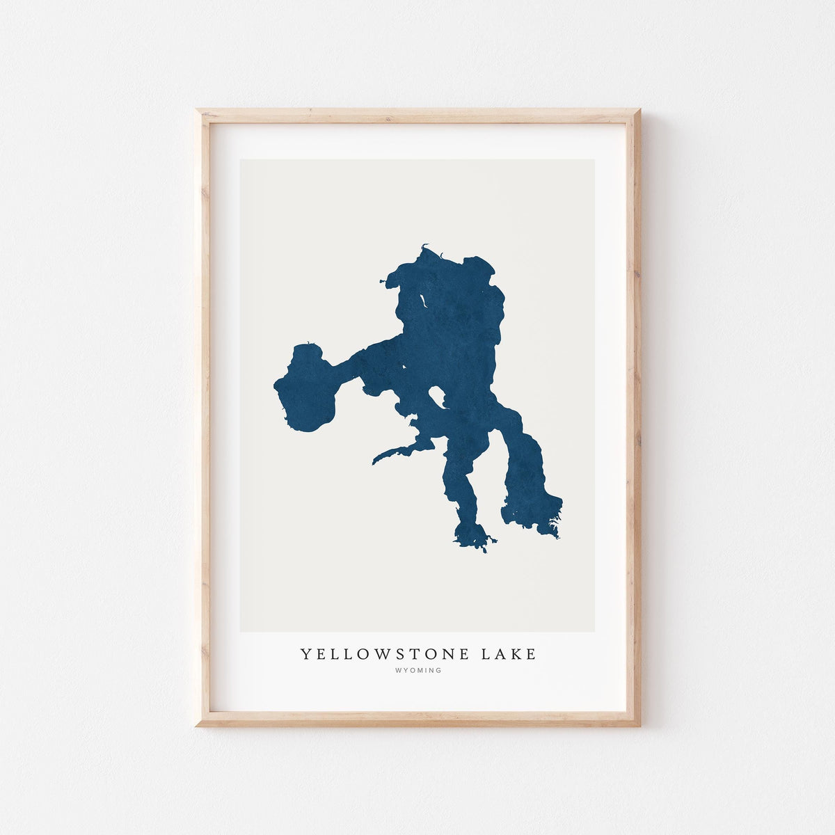 yellowstone lake wyoming map poster – minimalist lake wall art - image 1