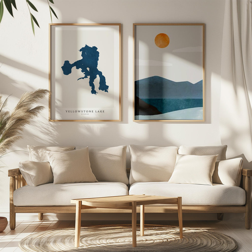 yellowstone lake wyoming map poster – minimalist lake wall art - image 7