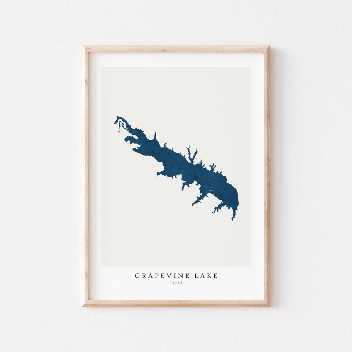 grapevine lake texas map poster – minimalist lake wall art - image 1