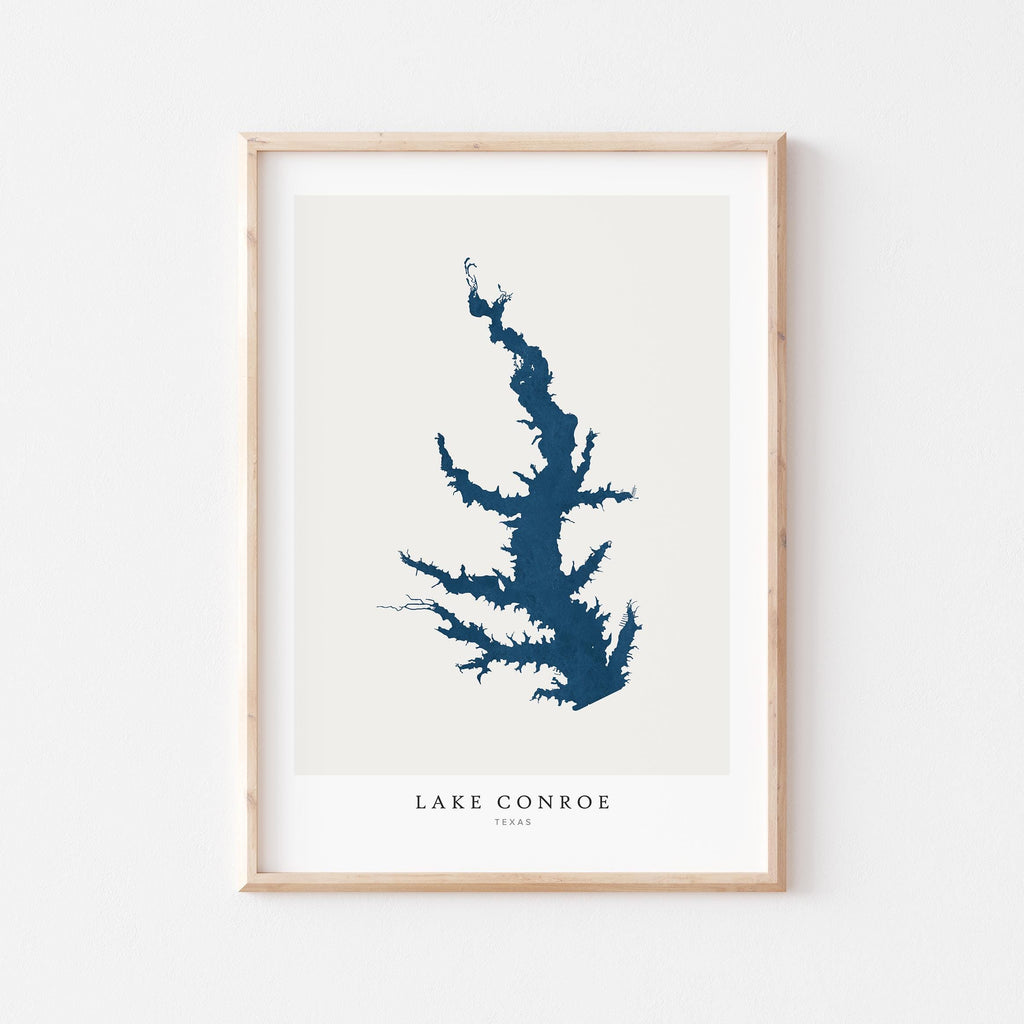 lake conroe texas map poster – minimalist lake wall art - image 1