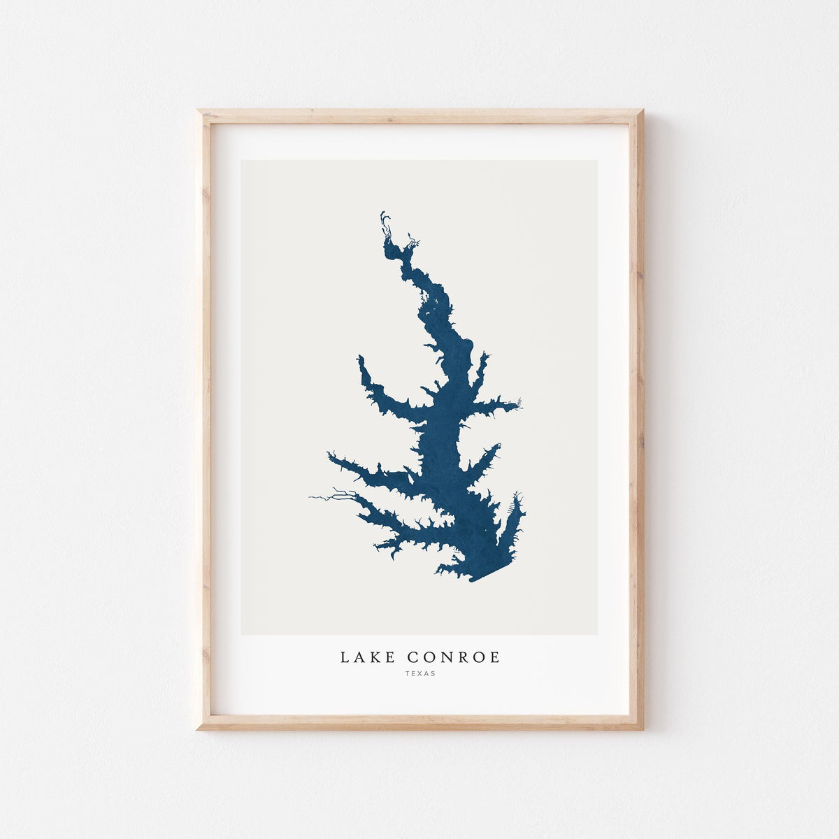 lake conroe texas map poster – minimalist lake wall art - image 1