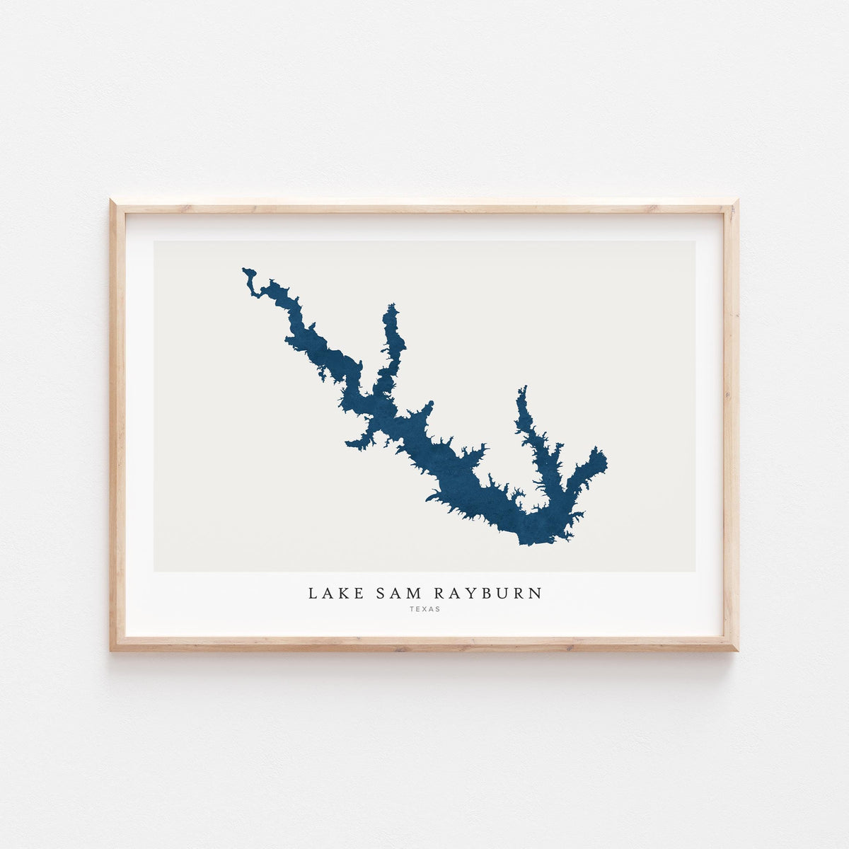 lake sam rayburn texas map poster – minimalist lake wall art - image 1