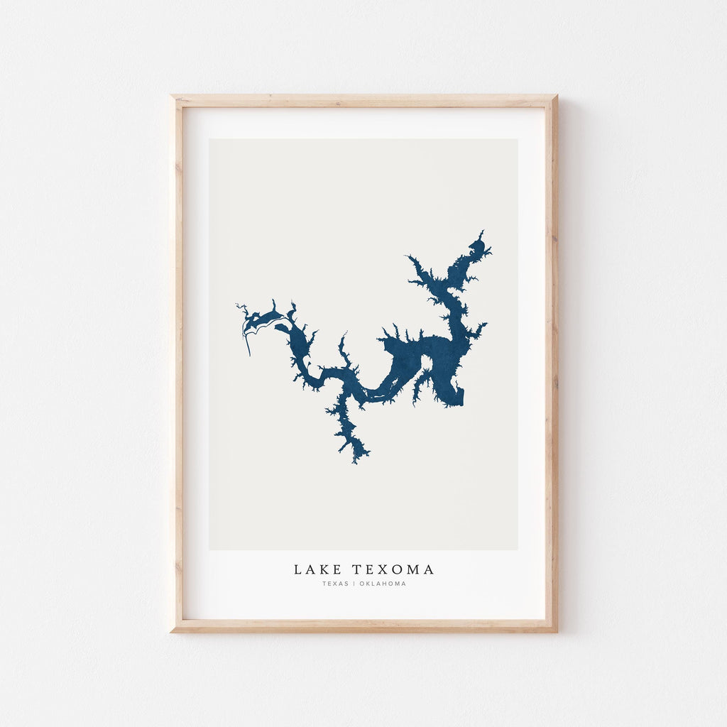 lake texoma oklahoma map poster – minimalist lake wall art - image 1
