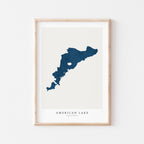 american lake washington map poster – minimalist lake wall art - image 1