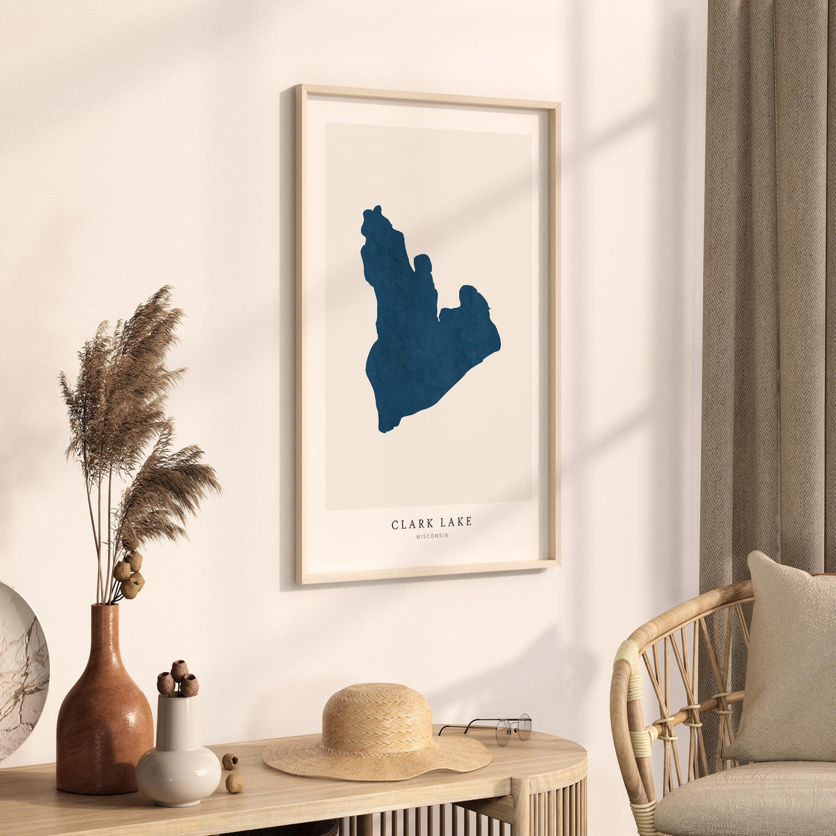 clark lake wisconsin map poster – minimalist lake wall art - image 3
