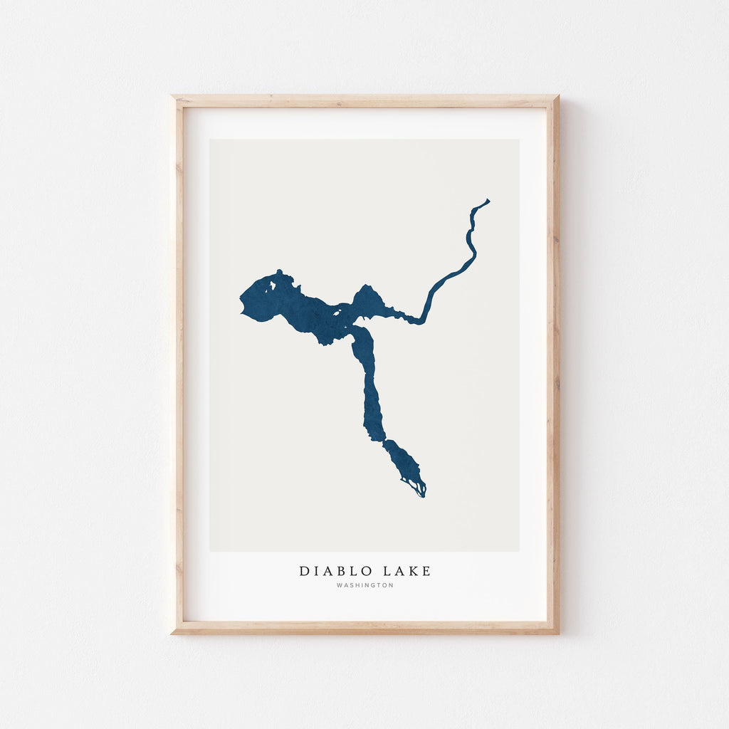 diablo lake washington map poster – minimalist lake wall art - image 1