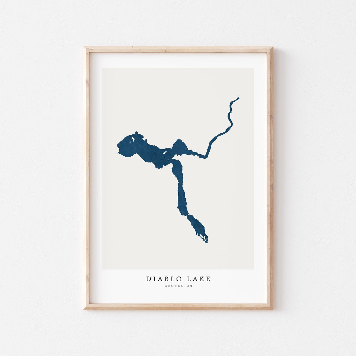 diablo lake washington map poster – minimalist lake wall art - image 1