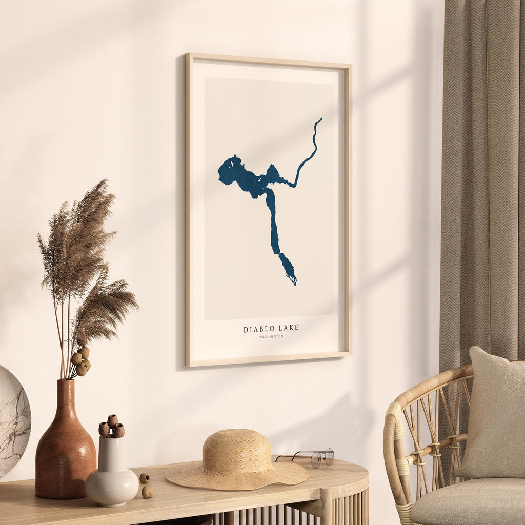 diablo lake washington map poster – minimalist lake wall art - image 3