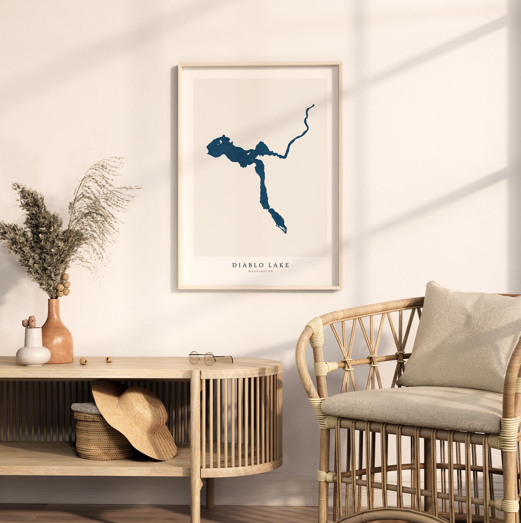 diablo lake washington map poster – minimalist lake wall art - image 5