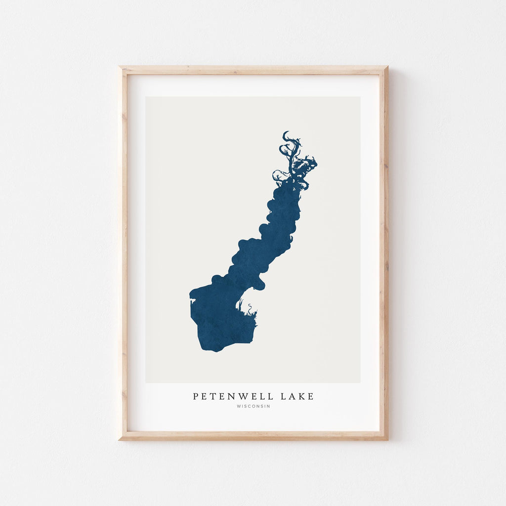 petenwell lake wisconsin map poster – minimalist lake wall art - image 1