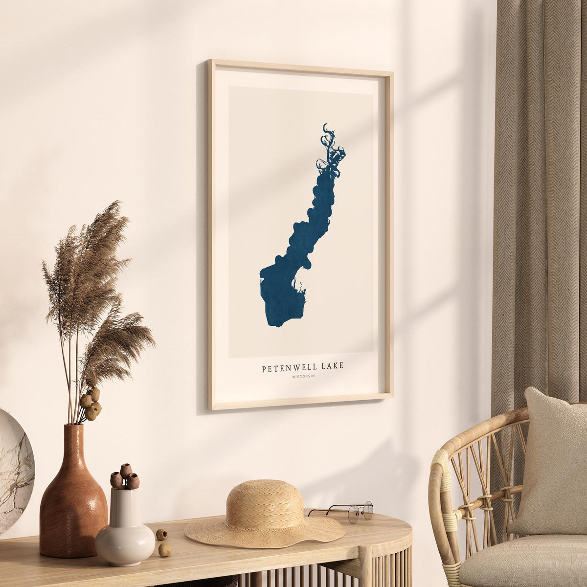 petenwell lake wisconsin map poster – minimalist lake wall art - image 3