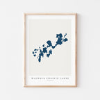 waupaca chain o lakes wisconsin map poster – minimalist lake wall art - image 2