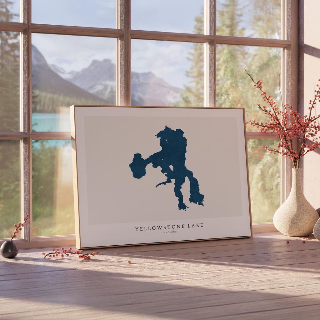 yellowstone lake wyoming map poster – minimalist lake wall art - image 4
