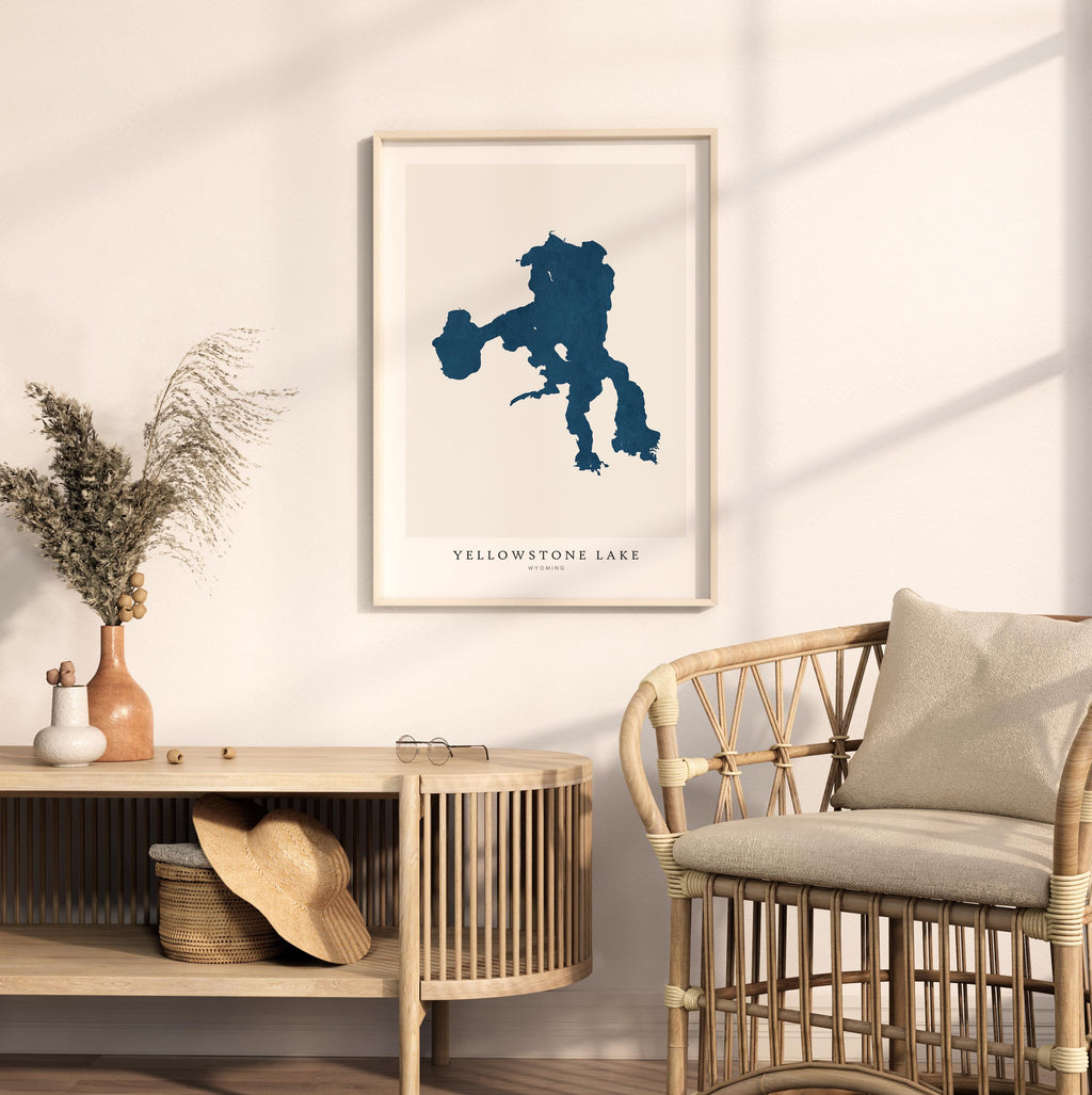 yellowstone lake wyoming map poster – minimalist lake wall art - image 5