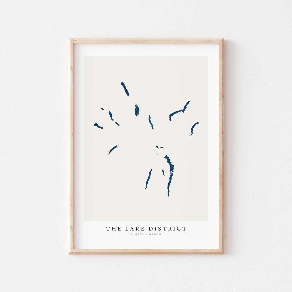 lake district united kingdom map poster – minimalist lake wall art - image 1