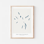 lake district united kingdom map poster – minimalist lake wall art - image 1