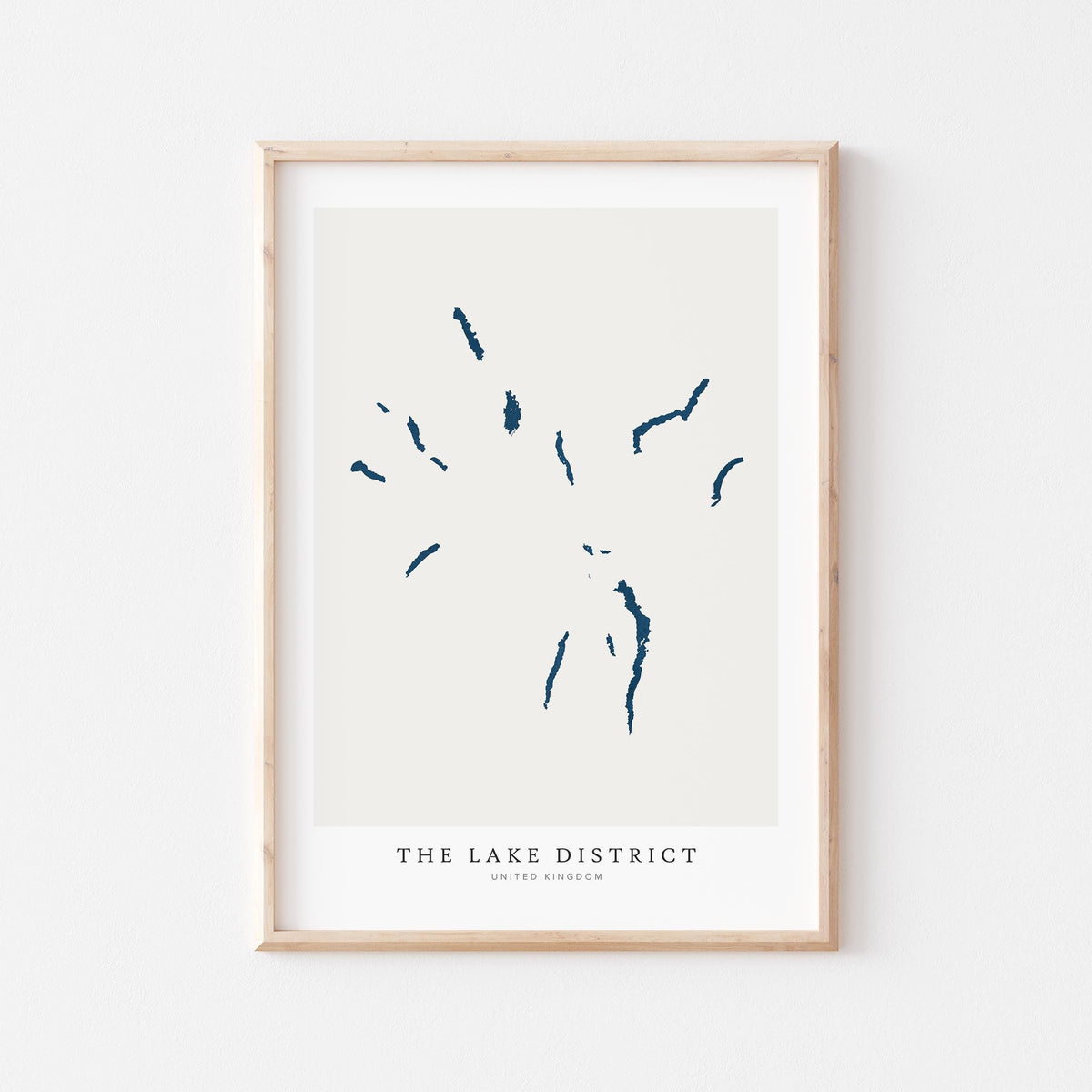 lake district united kingdom map poster – minimalist lake wall art - image 1